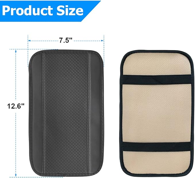 8sanlione Car Armrest Storage Box Mat, Fiber Leather Car Center Console Cover, Car Armrest Seat Box Cover Accessories Interior Protection for Most Vehicle, SUV, Truck, Car (Gray)