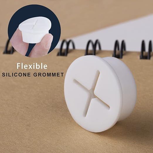 keenkee 6 PCS Flexible Silicone Cable Cord Grommet 1 Inch White Grommets in Desk, Table, and Other Furnitures for Hole Cover, Cable Management, Wire Organizer, Cable Pass Through