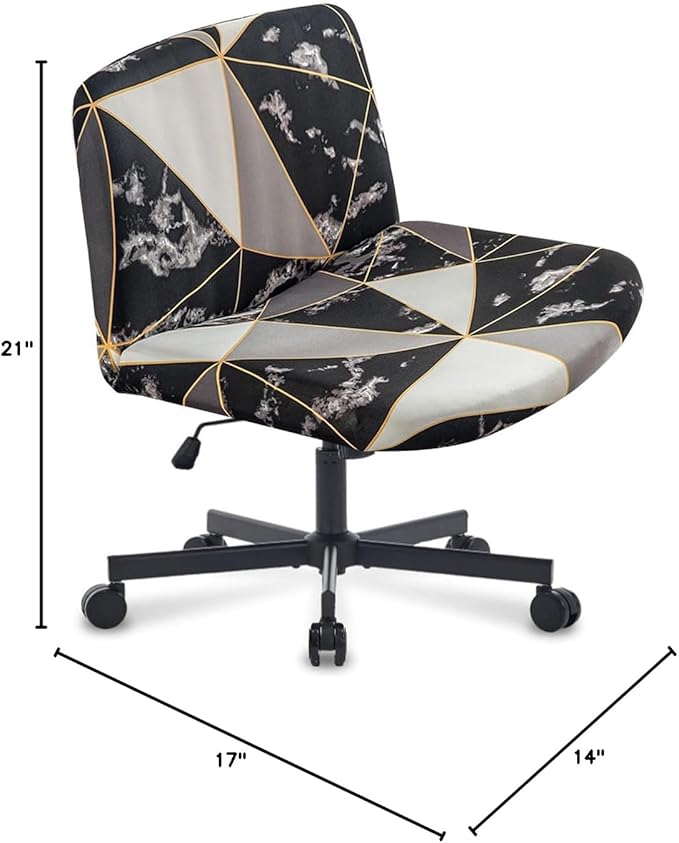 Levoberg Armless Criss Cross Office Desk Chair Cover Slipcovers Printed Vanity Desk Chair Covers Armless Cross Legged Wide Chair Covers Accent Mid Back Wide Swivel Task Chair Protector #15