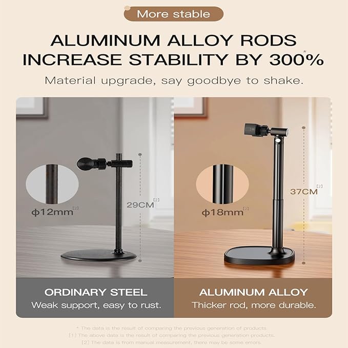 Hosannn Century Adjustable Cell Phone Stand Rotating Lifting Mobile Phone Holder for Desk & Video Recording Compatible with All iPhone for Galaxy(Black)