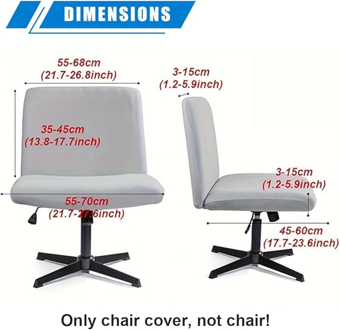 Levoberg Armless Criss Cross Office Desk Chair Cover Slipcovers Printed Vanity Desk Chair Covers Armless Cross Legged Wide Chair Covers Accent Mid Back Wide Swivel Task Chair Protector #2