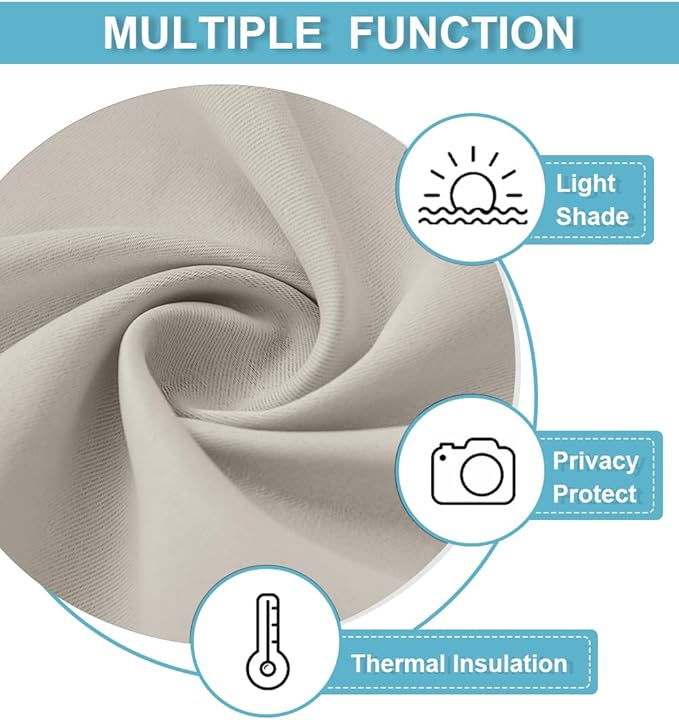 RYB HOME Blackout Curtains Thermal Insulating Privacy Temporary Door Curtains for Bedroom Closet Doorway Accordion Door Interior Living Room Kids Nursery Dining, Wide 60 x Long 90 inch, Natural