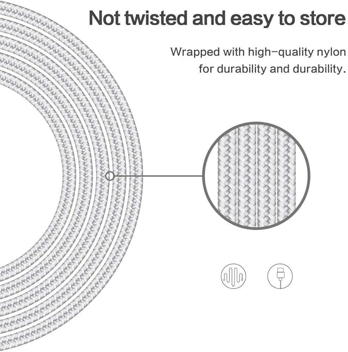 [Apple MFi Certified] 6Pack(3/3/6/6/6/10FT) iPhone Charger Nylon Braided Fast Charging Lightning Cable Compatible iPhone 14Pro/14/13Pro/13/12Pro/12/11and More-Silver&White
