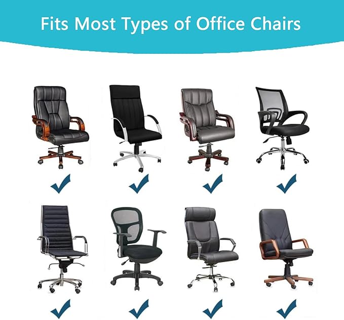 Office Chair Cover,Removable Desk Chair Cover with Zipper,Stretch Anti-dust Universal Rotating Office Seat Slipcover,Washable High Back Computer Seat Protector for Pets (Blue, Large)