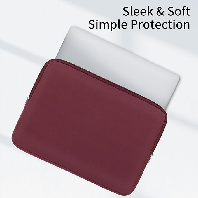 RAINYEAR 14 Inch Laptop Sleeve Case Protective Soft Padded Zipper Cover Carrying Computer Bag with Accessories Pouch, Compatible with 14" Notebook Tablet Chromebook (Red)