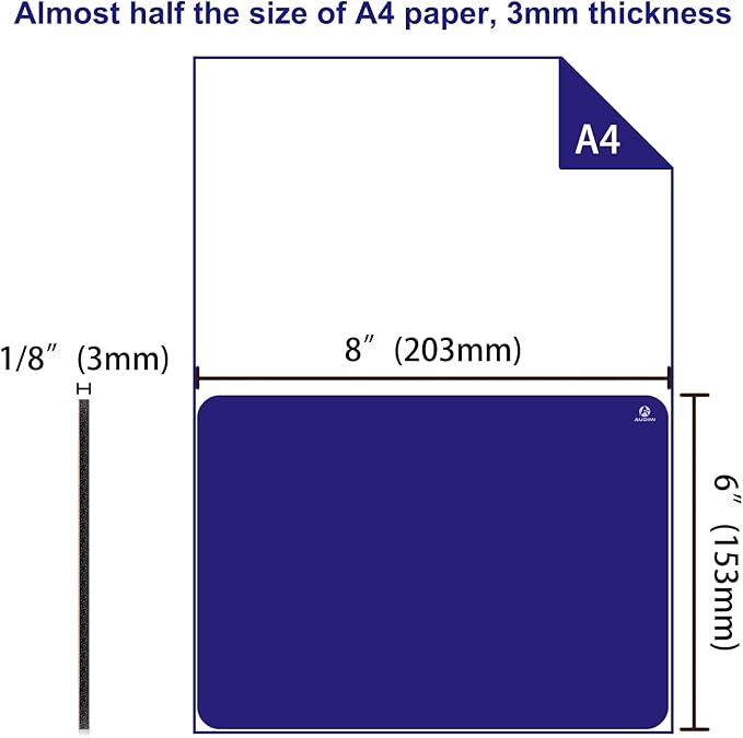 Audimi Small Mouse Pad 6 x 8 Inch, Mini Mouse Pad Thick for Laptop Wireless Mouse Home Office Travel, Portable & Washable (Blue)