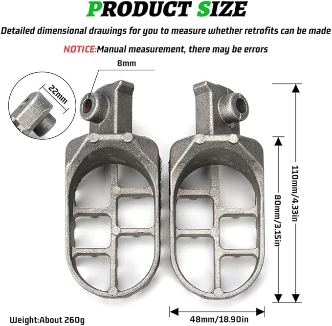 XINGWU Dirt Bike Footrest,Aluminium Footpegs Pedals,for XR50R PW50 CRF70 TW200 KLX110 CRF50 50cc 70cc 90cc 110cc 125cc TaoTao Motorcycle Part