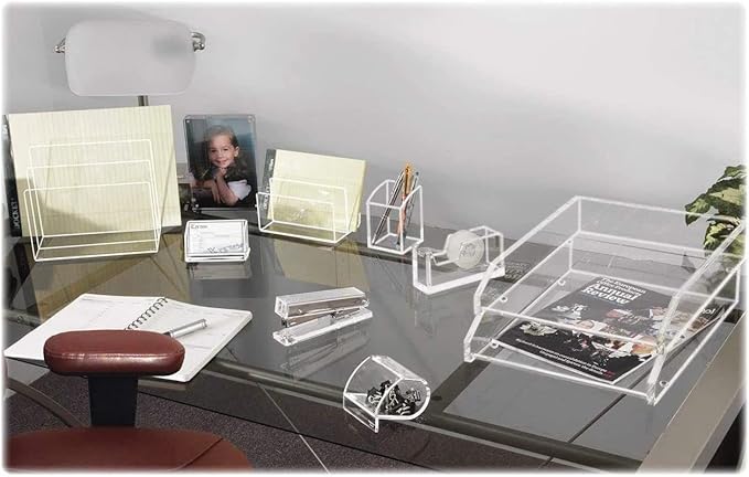 Kantek Clear Acrylic File Sorter/Desk Organizer, Multiple compartments, 2 Large File Sections, 10.5" x 7.5" x 6.7", Fits on any 10.5" Tray, Office Organizer, Desk Accessory