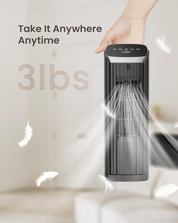 PNTCK Fan for Bedroom, 13" Tower Fan with Remote, 4 Modes 4 Speeds Max 24ft/s, 70° Oscillating Desk Fan, 12H Timer Portable Fans, Cooling Fans for Office, Home Large-13.1”-Remote