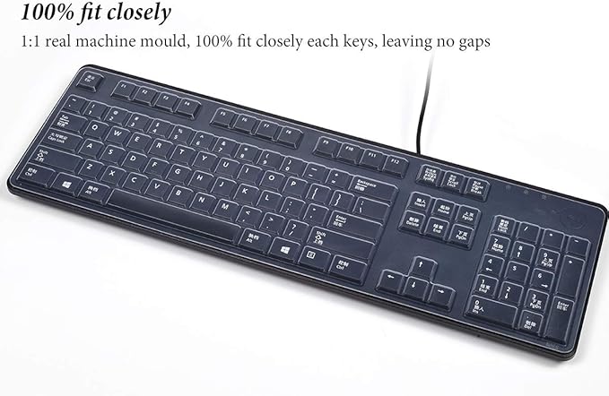 CASEDAO Ultra Thin Silicone Keyboard Cover for Dell Keyboard 104-key KB212-B KB4021 Wired Keyboard - Clear