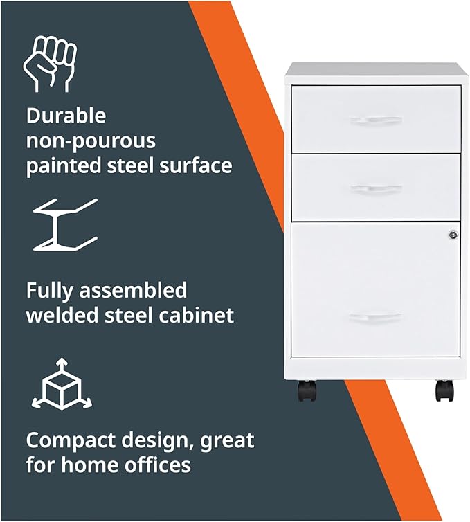 Lorell LYS SOHO The 3-Drawer Organizer Cabinet, White
