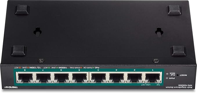 TRENDnet 8-Port Gigabit EdgeSmart PoE+ Switch, 8 x Gigabit PoE+ Ports, 64W PoE Power Budget, Managed PoE+ Switch, Wall Mountable, Desktop Ethernet Switch, Lifetime Protection, Black, TPE-TG82ES
