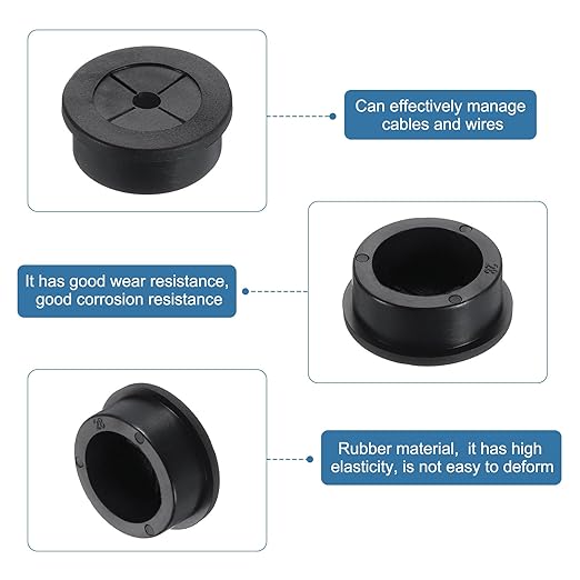 uxcell Cable Cord Grommet, 1 1/8" Inch (28mm) Desk Grommet Flexible Rubber Grommets Wire Hole Cover Pass Through for Office Computer Desk Wire Organizer, Black