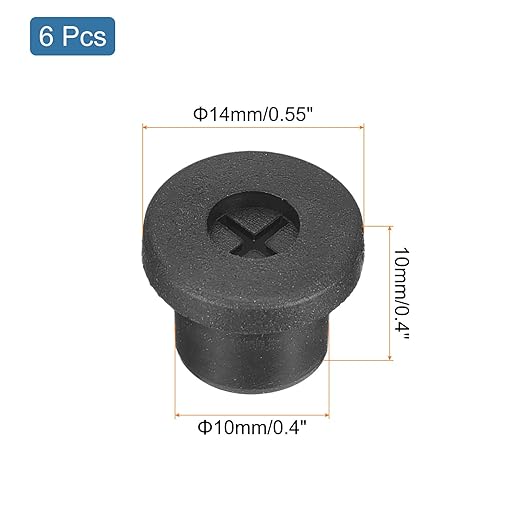 uxcell 6 Pcs Cable Cord Grommet, 3/8 Inch (10mm) Desk Grommet Flexible Rubber Grommets Wire Hole Cover Pass Through for Office Computer Desk Wire Organizer, Black