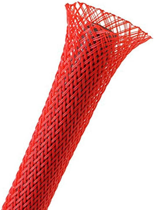 2" PET Expandable Braided Sleeving - Color: Red - Length: 50FT