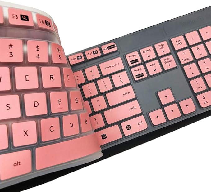 Silicone Keyboard Skin Cover Compatible for Logitech MK235 K375S Wireless Keyboard, Logitech MK235 K375S Keyboard Protector - Pink