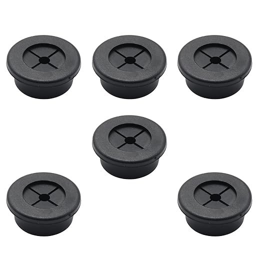 6 Pcs 25mm / 1 Inch Black Cable Cord Grommets, Rubber Desk Grommets for Table Computer Desk Wire Organizer TV Console and Other Furnitures Cover
