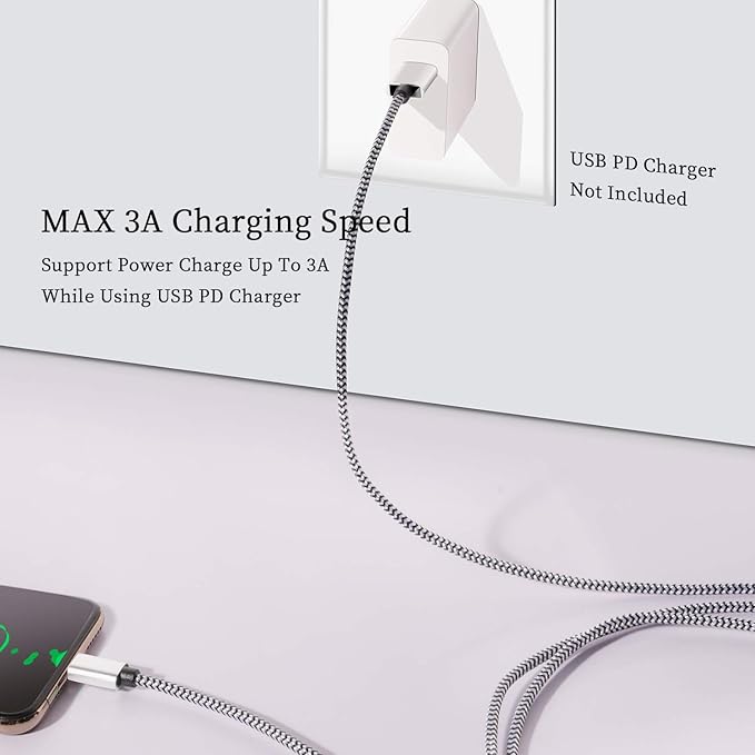 QQLIKE USB Type c Cable, 5 Pack (6FT) Nylon Braided USB C Cables 3A Fast Charging Charger for Samsung Galaxy S9/S8 Note8/9 20 10 S21 S20 S10 Plus C Cord