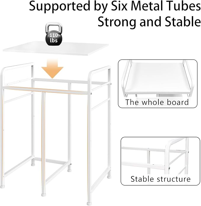 Sedegn Home Printer Stand with Charging Station, 24x18 Inches Stands for Large Printer, Printer Shredder Stand with Storage for Home Office, Table for Fax Machine/PC Tower (White)