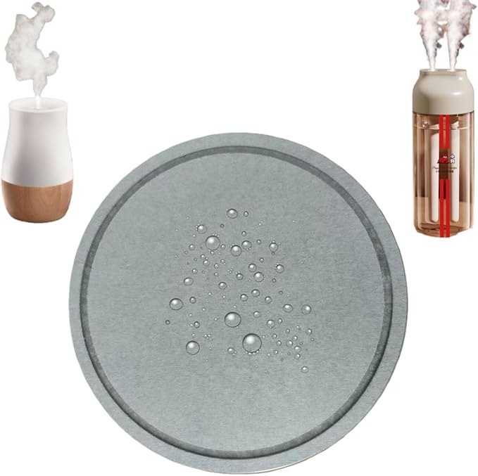 Stone Drip Mat for Mini Humidifiers, Absorbs Water Drips and Fast-Drying Base Pad for Humidifier, 8 Inch Round Diatomaceous Earth Drip Tray for Small Humidifier