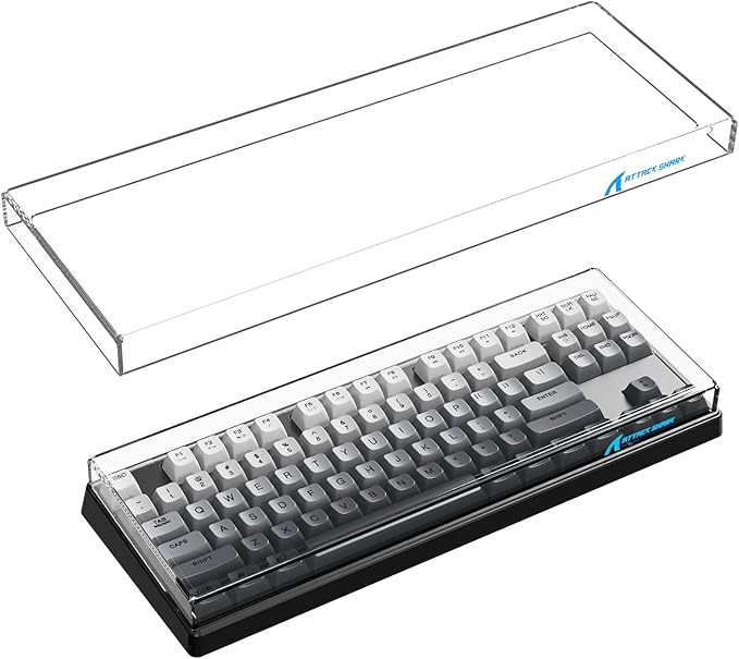 Attack Shark KC03 Acrylic Clear Transparent Keyboard Cover(13.9 * 5 * 0.9 inch) with Dustproof Waterproof Anti-hit Anti-cat Protective Case for Standard 87Key Mechanical Gaming Keyboard
