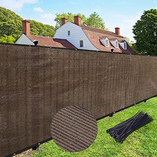 UPGRADE Privacy Fence Screen 4'x47' Brown Outdoor 90% Visibility Blockage 170 GSM Mesh Shade Cover Panels for Backyard,Balcony,Home Decoration with Zip Ties,Customized Avaliable