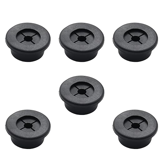 6 Pcs 22mm / 7/8 Inch Black Cable Cord Grommets, Rubber Desk Grommets for Table Computer Desk Wire Organizer TV Console and Other Furnitures Cover