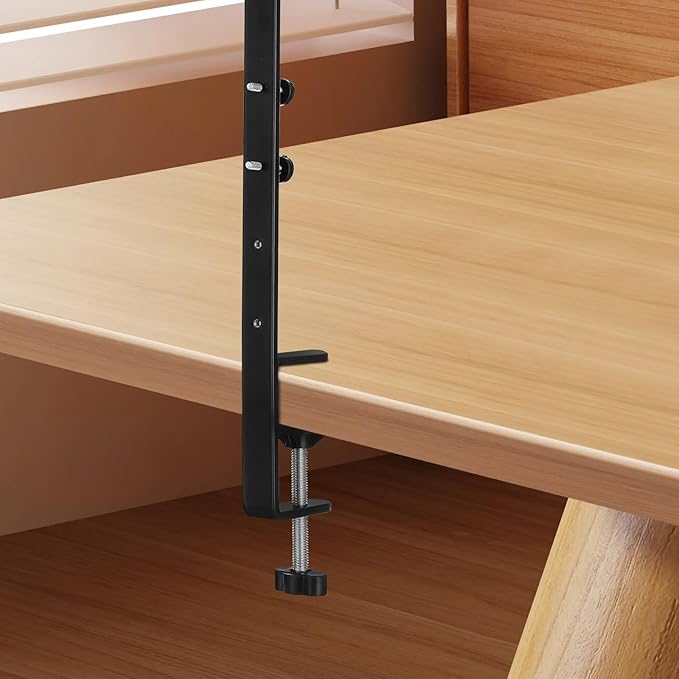 BESPORTBLE Desk Clamp Pegboard Mount, Adjustable Metal Desktop Bracket 2-Pack, No-Drill Table Stand for Home Office Workspace Organization, Black, 16.33 x 2.16 x 0.78 Inches, Iron