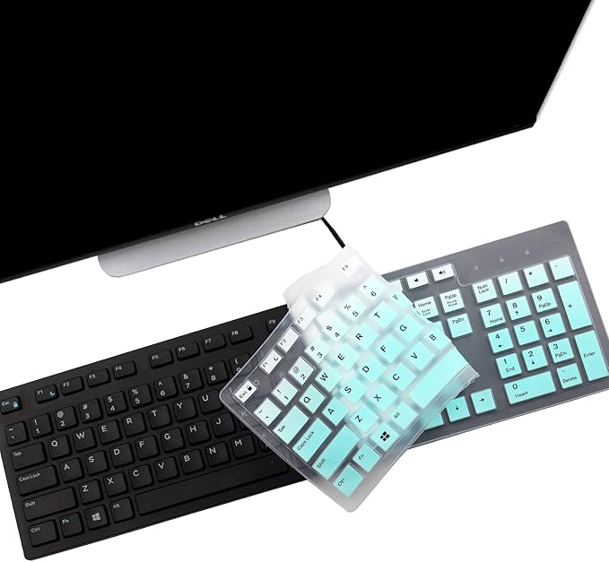 2PCS Keyboard Cover for Dell KM636 KB216 KB216t KB216d KB216p Wired & Wireless Keyboard, Dell Optiplex 5250 3050 3240 5460 7450 7050, Dell Inspiron Desktop 24" 27" 5400 5490 7700 7790 3475 3670 3477
