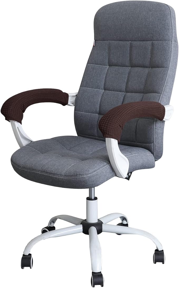 FORCHEER Office Chair Armrest Cover with Zipper Stretchable Water Resistant 15 inch Computer Office Chair Arm Rest Slipcover for Desk Chairs Arm 2 Pieces Washable Removable, Dark Brown