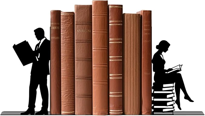Metal Bookends Lovers Bookends Decorative Modern Book Ends for Shelves Bookshelf Home Office Desk Reading Decor Space-Saving Desk Organizer Decorative Shelf Stoppers for Books
