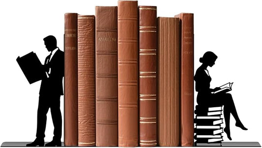 Metal Bookends Lovers Bookends Decorative Modern Book Ends for Shelves Bookshelf Home Office Desk Reading Decor Space-Saving Desk Organizer Decorative Shelf Stoppers for Books