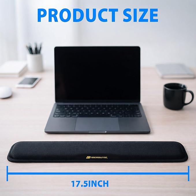 Cyberguys! Gel Keyboard Wrist Rest, Ergonomic Keyboard Pad Wrist Support with Soft Lycra Surface, Non-Slip PU Base, Comfortable Typing Support for Office, Gaming & Laptop Use
