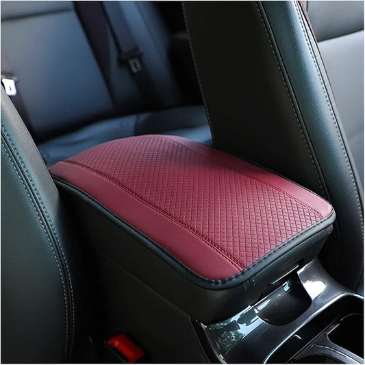 8sanlione Car Armrest Storage Box Mat, Fiber Leather Car Center Console Cover, Car Armrest Seat Box Cover Accessories Interior Protection for Most Vehicle, SUV, Truck, Car (Wine Red)