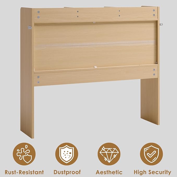 Nromant Desktop Bookshelf, Wooden Desk Storage Hutch with 5 Shelves, 3-Tier Desktop Display Organizer Rack for Office Home (Natural, 5 Shelves B)