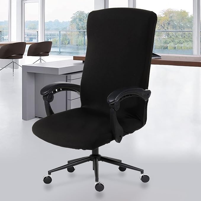 DIVA EN CAMINO DEC Water Resistant Office Chair Cover with Zipper, Stretch Slipcover for High Back Chair, Black