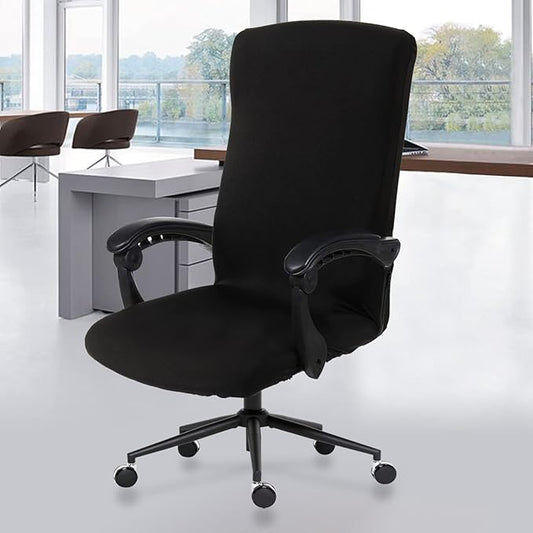DIVA EN CAMINO DEC Water Resistant Office Chair Cover with Zipper, Stretch Slipcover for Desk, Boss, or High Back Chair, Black