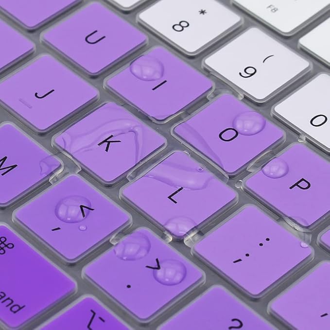 ProElife Keyboard Cover Skin for MacBook Air 13.6 15 inch 2024 2023 2022 M3 M2 Chip A2681 A2941, Ultra Thin Keyboard Protector U.S Enter for 2024-2022 Air 13.6'' 15'' M3 M2 Accessory (Ombre Purple)