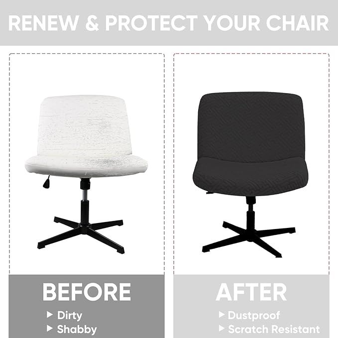 Lavish Cover Water Resistant Criss Cross Chair Cover, Jacquard Fabric Elastic Office Chair Cover,Wide Comfy Desk Chair Cover,Armless Chair Cover Protects Chair Stains and Wear(Jacquard:Black,No Chair)