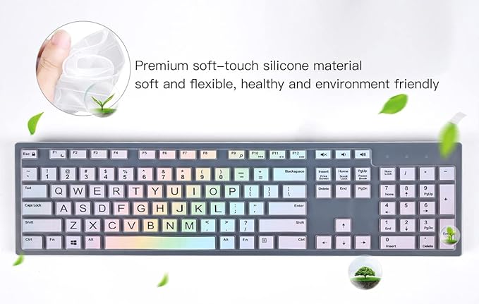 Keyboard Cover for Dell KM636 Wireless Keyboard & Dell KB216 Wired/Dell Optiplex 5250 3050 3240 5460 7450 7050/Dell Inspiron AIO 3475/3670/3477 All-in One Desktop Keyboard Cover Skin, Colorful Rainbow