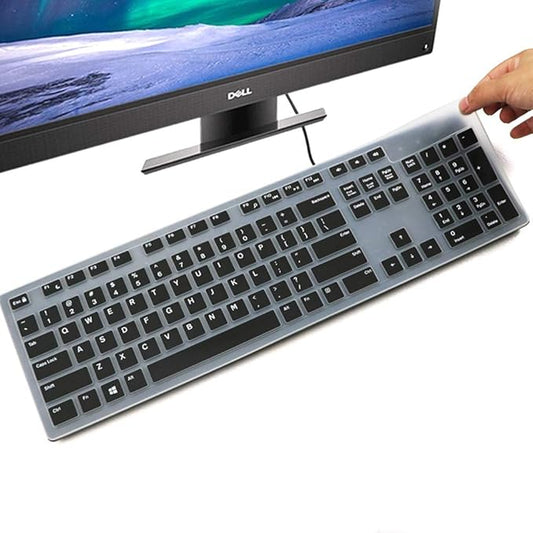 imComor Keyboard Cover for Dell KM636 Wireless & Dell KB216 Wired Keyboard/Dell Optiplex 5250 3050 3240 5460 7450 7050/Dell Inspiron AIO 3475/3670/3477 All-in one Desktop Keyboard Cover, Black