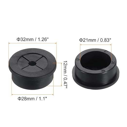 uxcell Cable Cord Grommet, 1 1/8" Inch (28mm) Desk Grommet Flexible Rubber Grommets Wire Hole Cover Pass Through for Office Computer Desk Wire Organizer, Black