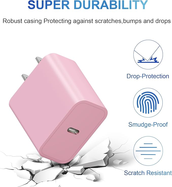 iPhone 14 13 12 11 Charger Fast Charging iPhone Fast Charger 3-Pack 20W iPad Chargers 6FT C Chargers Fast Charging Cord Whit iPhone 14/14 Max/13 Pro/13/12 Mini/12 Pro Max/11 Max/Xs and iPad (Pink)