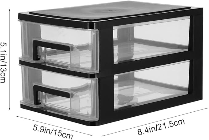 DOITOOL 2 Tier Plastic Drawer Type Closet, Plastic Home Office Storage Organizer, Makeup Organizer Storage Station Cube, Cosmetics Jewelry Storage Box for Bathroom, Dorm, Desk, Countertop, Office