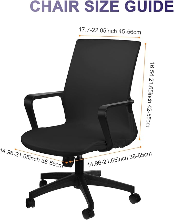 Tallew Office Chair Cover Stretchable Computer Universal Chair Seat Covers Removable Desk Chairs Slipcovers Washable Office Cushion Backrest for Rotating(Black)