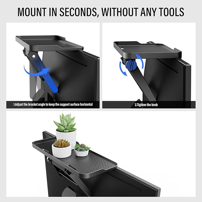 CABTE Adjustable Steel TV Top Shelf, Floating TV Stand, Universal Monitor Shelf for Soundbar, Game Console, Cable Box, Router Shelves (11.8 x 4.9 inch)
