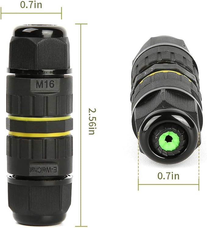 Junction Box Outdoor 2 Way Waterproof IP68 Electrical Cable Connector,M16 Wire Range(3.5-10mm),Suitable for Repair and Extend Power Cables,UL(5 Pack)