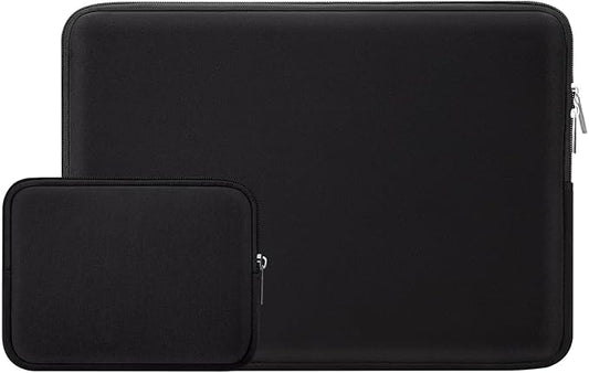 RAINYEAR 15 Inch Laptop Sleeve 15" Protective Soft Case Cover Bag with Accessories Pouch, Compatible with 15.4" MacBook Pro/Air A3448 A3241 A2941 A3114 A1938 A1707 A1990 (Black)