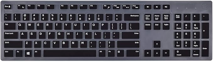 Keyboard Cover Skins Compatible with Dell KM636 KB216 Wired Keyboard & Dell Optiplex 5250 3050 3240 5460 7450 7050 & Dell Inspiron AIO 3475/3670/3477 All-in one Desktop(Black)