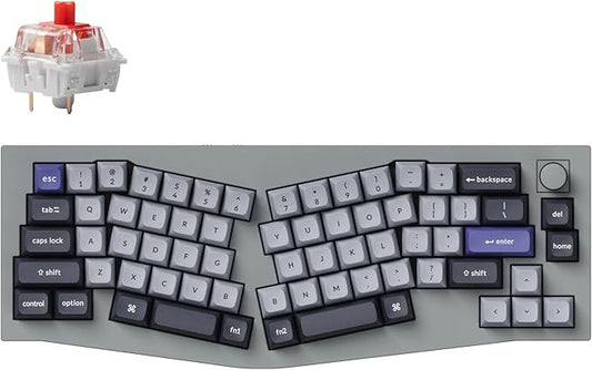 Keychron Q8 Pro Full-Metal Wireless Custom Mechanical Keyboard, 65% Alice Layout Bluetooth/Wired, QMK/VIA, Hot Swappable, 1000 Hz Polling Rate, RGB Backlit for Mac Windows Linux-Grey
